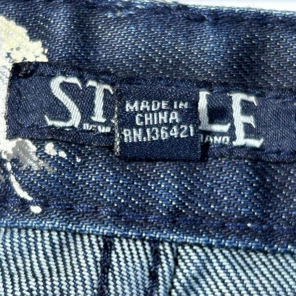 Staple Dark Denim Jeans Mens 35 x 34 Tapered Factory Distressed NWT - Picture 8 of 10